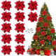 BAOTUJIA 12Pcs Red Christmas Poinsettias Flowers Decoration Artificial Flowers for Christmas Tree Ornaments Suitable for Home Christmas Decorations Xmas Tree Decorations Items Wreath Making