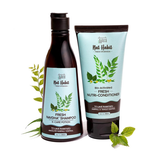 Nat Habit Trileaf Rosemary Shampoo & Conditioner Combo|Herbal Shampoo for Dry Frizzy & Damaged Hair, Hair Fall | Amla Reetha Shikakai| Sulphate Free Nat Habit Trileaf Rosemary Shampoo & Conditioner Combo|Herbal Shampoo for Dry Frizzy & Damaged Hair, Hair Fall | Amla Reetha Shikakai| Sulphate Free