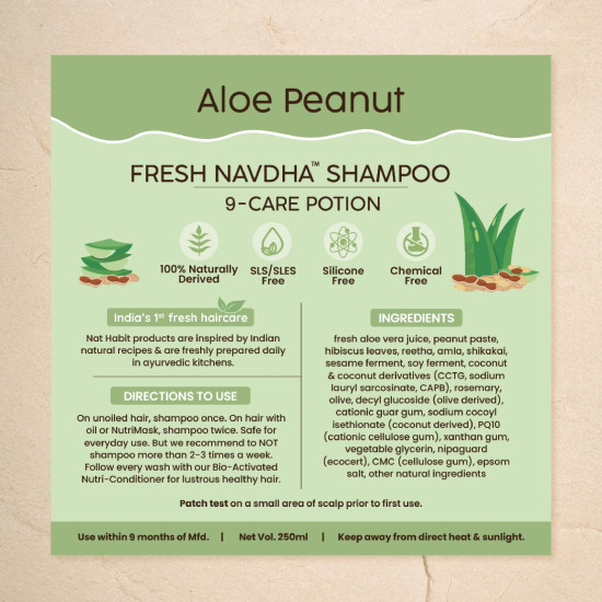 Nat Habit Aloe Peanut Shampoo & Conditioner Combo for Women & Men| Aloevera, Amla Reetha Shikakai Daily Cleanser for Soft & Hair Moisture Natural Protein Conditioner and Shampoo for Dry & Frizzy Hair