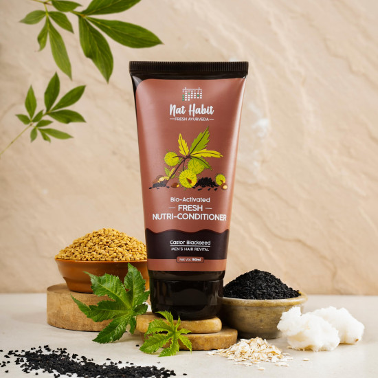 Nat Habit Castor Black Seed Shampoo & Conditioner for Men | Sulphate-Free Hair Growth & Anti Hairfall Shampoo with Amla Reetha | Natural Conditioner for Curly Hair, Dry Frizzy, & Damaged Hair