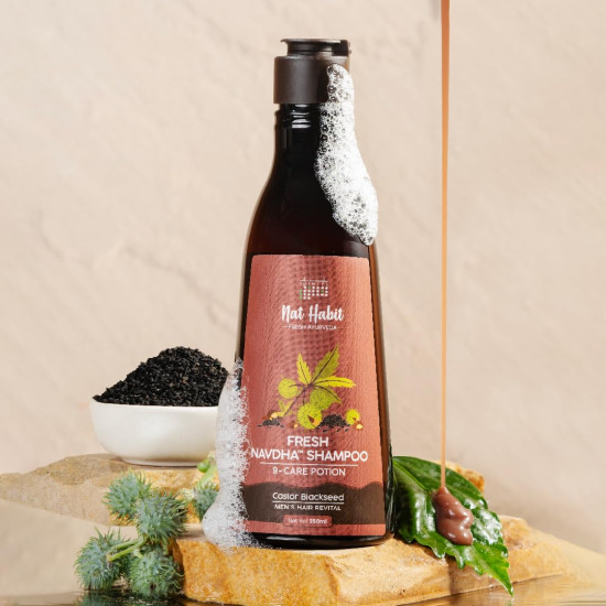 Nat Habit Castor Black Seed Shampoo & Conditioner for Men | Sulphate-Free Hair Growth & Anti Hairfall Shampoo with Amla Reetha | Natural Conditioner for Curly Hair, Dry Frizzy, & Damaged Hair