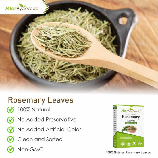 Attar Ayurveda Natural Rosemary leaves for Hair growth 100 grams | 100% Natural, Preservative free | Dried rosemary leaves | Suitable for Rosemary water and Rosemary oil preparation