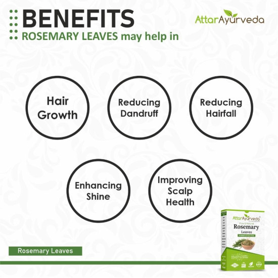 Attar Ayurveda Natural Rosemary leaves for Hair growth 100 grams | 100% Natural, Preservative free | Dried rosemary leaves | Suitable for Rosemary water and Rosemary oil preparation