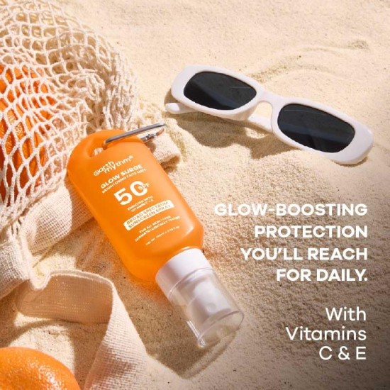Earth Rhythm Glow Surge Vitamin C & E Brightening Sunscreen Spray SPF 50, No Parabens & No Oxybenzone
