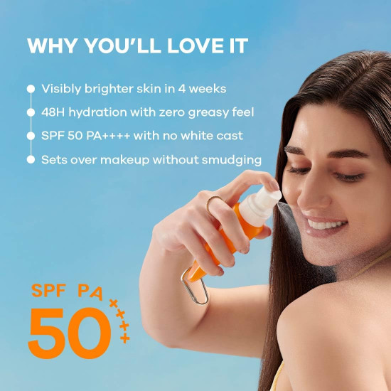 Earth Rhythm Glow Surge Vitamin C & E Brightening Sunscreen Spray SPF 50, No Parabens & No Oxybenzone