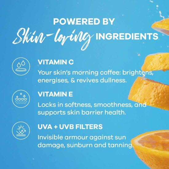 Earth Rhythm Glow Surge Vitamin C & E Brightening Sunscreen Spray SPF 50, No Parabens & No Oxybenzone