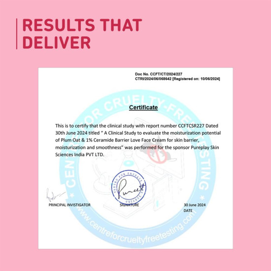 Plum Oat & 1% Ceramide Barrier Love Face Cream | Repairs, Strengthens & Maintains Skin Barrier | Moisturizer with Vitamin E & Allantoin | For Normal, Dry Skin | Women & Men | 50 g