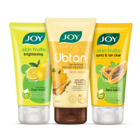 JOY Face Wash Combo Pack|Skin Fruits Brightening, Ubtan Tan Removal & Blemish Minimizing, And Spots & Tan Clear |For Radiant, Clear, And Healthy Skin (3 X 150Ml)