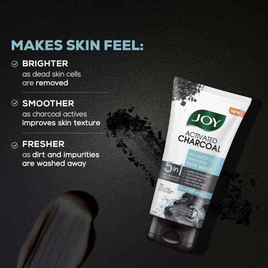 Joy Day & Night Face Cleansing Combo With Brightening Lemon Face Wash 150ml & Charcoal Face Wash 150ml (Combo Pack) (2 Items in the set)