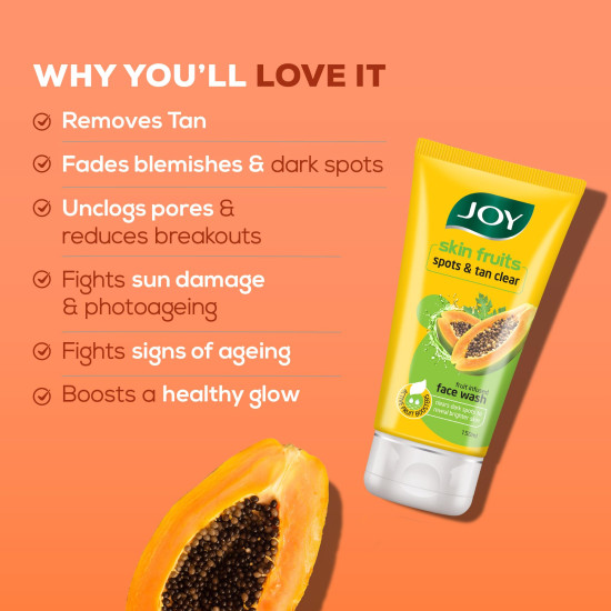 Joy Signature Facewash Combo with Brightening Lemon Face Wash 150ml & Spots & Tan Removing Papaya Face Wash 150ml (2 Items in the set)