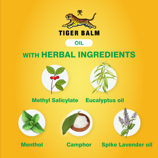 Tiger Balm Ayurvedic Pain Relief Oil 28ml | Effective Relief from Headache, Stuffy Nose, Travel Sickness, Dizziness and Insect Bites Tiger Balm Ayurvedic Pain Relief Oil 28ml | Effective Relief from Headache, Stuffy Nose, Travel Sickness, Dizziness and Insect Bites