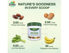 Zandu Daily Health Super Greens (250g): India’s 1st Ayurvedic Blend to Meet your Daily Nutritional Needs | 100% Natural | Contains Green Veggies, Herbs, Fruits, and Grains | Scientifically Proven