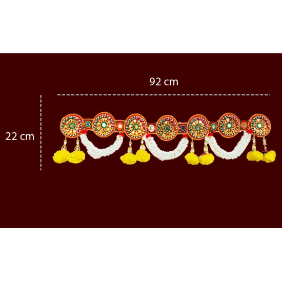 CraftVatika Torans for Entrance Door Diwali Decoration Items for Home Decor, Main Door, Lving Room, Torans for Pooja Room Diwali Decor Item (36 Inch Length), Red and White