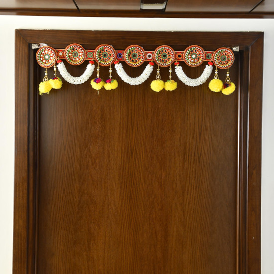 CraftVatika Torans for Entrance Door Diwali Decoration Items for Home Decor, Main Door, Lving Room, Torans for Pooja Room Diwali Decor Item (36 Inch Length), Red and White