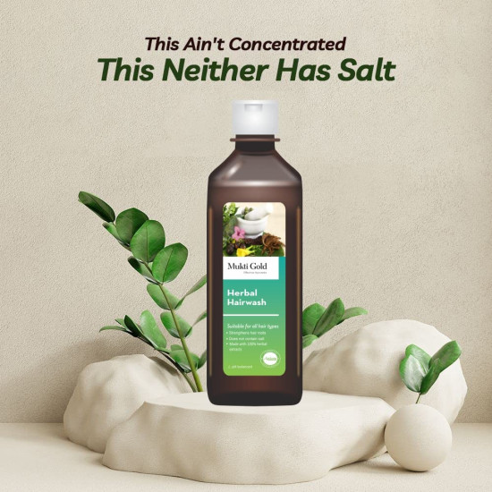 Mukti Gold Herbal Hairwash | Infused with Blend of 14+ Ayurvedic Herbs | Shampoo for Hair Fall Control | For Dry & Freezy Hair | For Both Men and Women -200mL (Pack of 3)