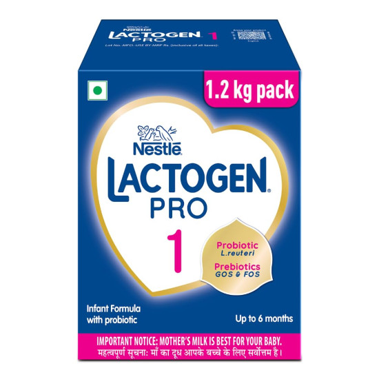 Lactogen Pro 1 Powder, 1.2Kg Pack, 0-6 Months, Infant Formula With Probiotic And Prebiotics