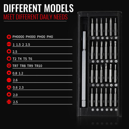 Spartan 24 in 1 Mini Precision Screwdriver Set With Case | Magnetic Head, Nickel Plated Alloy Bits, 24 Different Bits, Micro Bits | Suitable for Mobile Phone, Tablet, PC, Household Repair (Pack of 1)