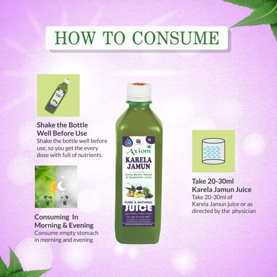 Axiom Karela Jamun Juice | Helps to Control Blood Sugar Level | Cholestrol Care Juice | Diavetic Care | Enriched with Pure and Natural Karela & Jamun Herbs | 1Ltr (Pack of 3) Axiom Karela Jamun Juice | Helps to Control Blood Sugar Level | Cholestrol Care Juice | Diavetic Care | Enriched with Pure and Natural Karela & Jamun Herbs | 1Ltr (Pack of 3)