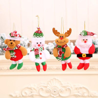 HASTHIP® 4Pcs Christmas Tree Decoration Items Snowman, Reindeer, Bear Dolls, Santa Claus Christmas Ornaments with String Hanging Decor for Xmas Tree, Door, Window, Home