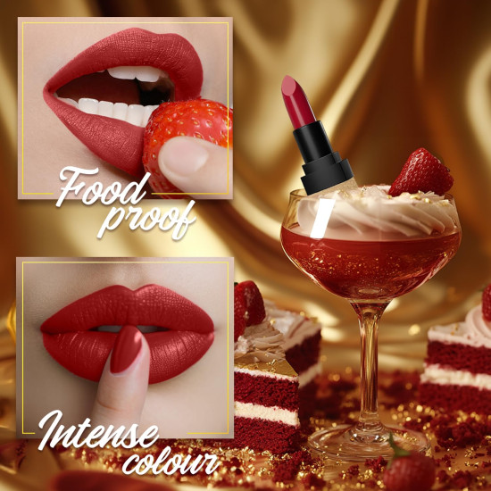 FACES CANADA Comfy Matte Velvet Touch Lipstick - Red Velvet Cake 01, 4.2g | Velvety Matte Finish | 8HR Longstay | Intense Colour | Hydrating Lips | Smooth Application