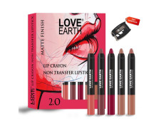 Love Earth Crayon Lipstick 2.O Matte Finish Combo Kit | Lightweight, Non-Lasting, Non-Transfer,Smudge Proof, Creamy Matte Lipstick Set | Multicolor Crayon Lipstick -Multicolor (3.5g X 5) 17.5grm