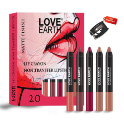 Love Earth Crayon Lipstick 2.O Matte Finish Combo Kit | Lightweight, Non-Lasting, Non-Transfer,Smudge Proof, Creamy Matte Lipstick Set | Multicolor Crayon Lipstick -Multicolor (3.5g X 5) 17.5grm