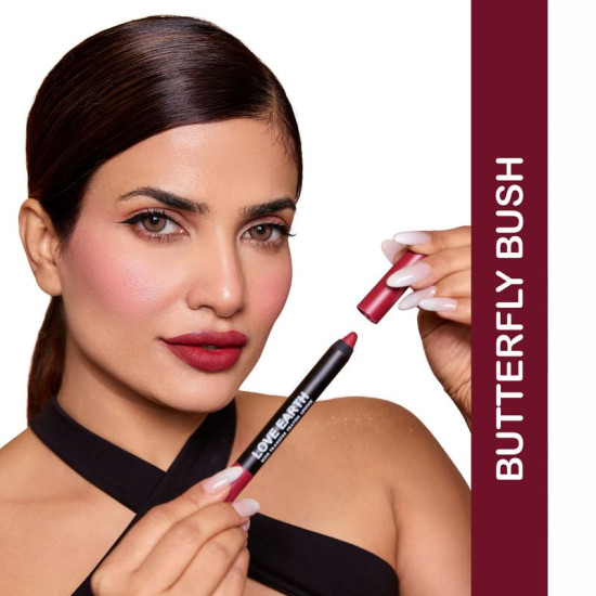 Love Earth Non-Transfer Crayon Lipstick-Butterfly Bush | Lightweight & Longlasting, Smudge Proof, Transferproof, Matte | Up to 12 Hours Stay -3.5g