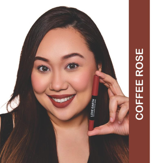 Love Earth Non-Transfer Crayon Lipstick-Coffee Rose | Lightweight & Longlasting, Smudge Proof, Transferproof, Matte | up to 12 Hours Stay - 3.5g