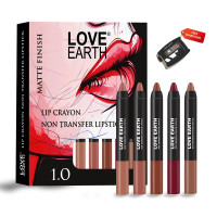 Love Earth Crayon Lipsticks 1.O Matte Finish Combo Kit | Lightweight, Non-Lasting, Non-Transfer,Smudge Proof, Creamy Matte Lipstick Set | Multicolor Crayon Lipsticks - (3.5g X 5) 17.5gm