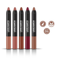 Love Earth Crayon Lipsticks 1.O Matte Finish Combo Kit | Lightweight, Non-Lasting, Non-Transfer,Smudge Proof, Creamy Matte Lipstick Set | Multicolor Crayon Lipsticks - (3.5g X 5) 17.5gm