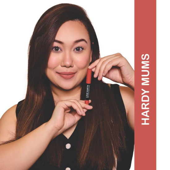 Love Earth Non Transfer Crayon Lipstick-Hardy Mums | Lightweight & Longlasting, Smudge Proof, Transferproof, Matte Lipstick | Crayon Lipstick up to 12 Hours Stay -3.5g