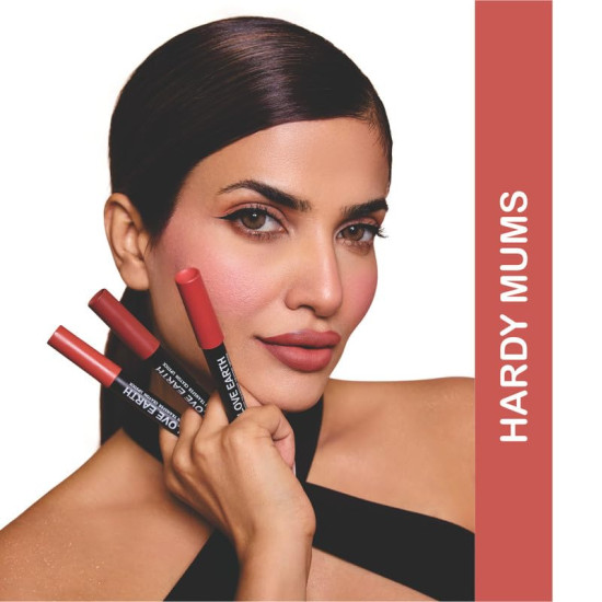 Love Earth Non Transfer Crayon Lipstick-Hardy Mums | Lightweight & Longlasting, Smudge Proof, Transferproof, Matte Lipstick | Crayon Lipstick up to 12 Hours Stay -3.5g