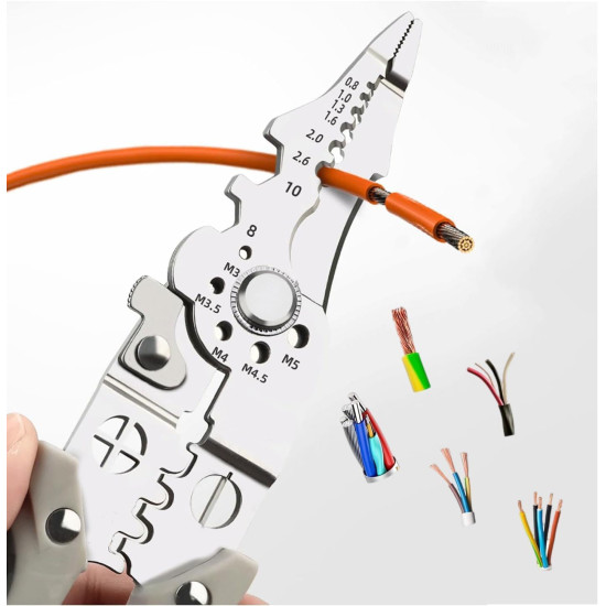 ELMVIA All in 1 Multifunction Stainless Steel Wire Stripper/Wire Crimping Tool, Wire Cutter, Wire Crimper, Cable Stripper, Wiring Tools and Multi-Function Hand Tool (ALL IN 1)