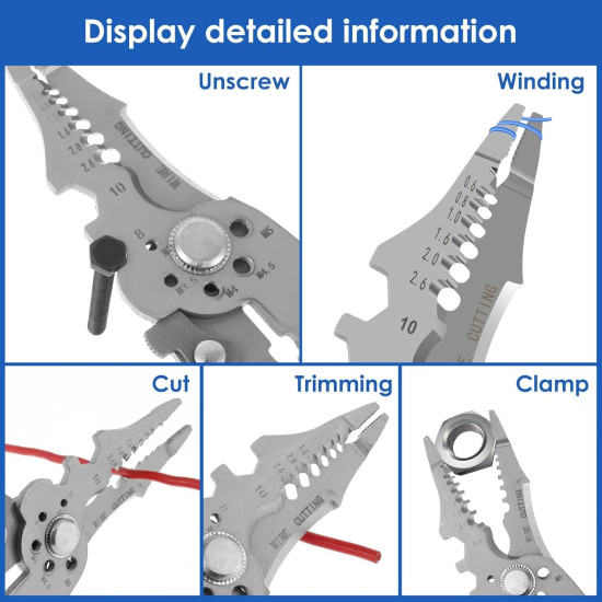 ELMVIA All in 1 Multifunction Stainless Steel Wire Stripper/Wire Crimping Tool, Wire Cutter, Wire Crimper, Cable Stripper, Wiring Tools and Multi-Function Hand Tool (ALL IN 1)
