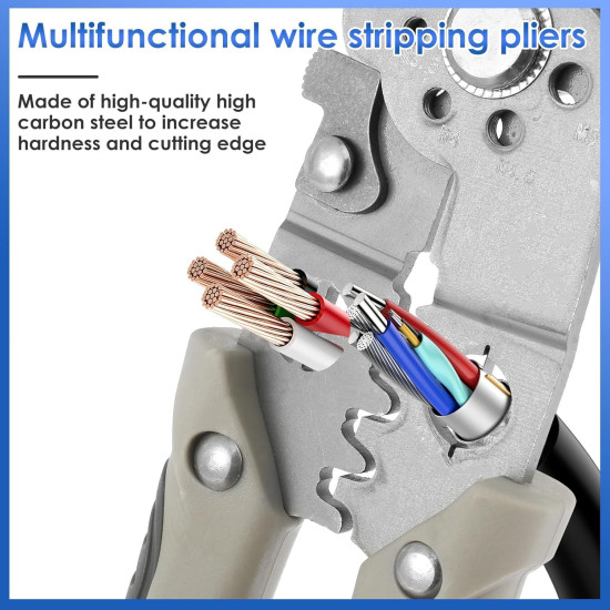 ELMVIA All in 1 Multifunction Stainless Steel Wire Stripper/Wire Crimping Tool, Wire Cutter, Wire Crimper, Cable Stripper, Wiring Tools and Multi-Function Hand Tool (ALL IN 1)