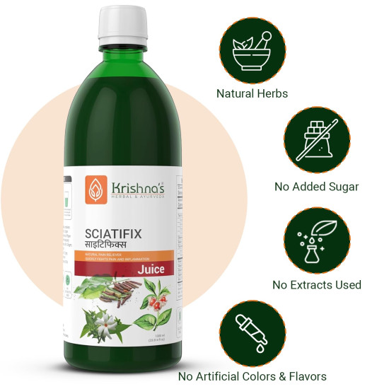 KRISHNA'S HERBAL & AYURVEDA Sciatifix Herbal Juice - Good source of calcium | Strengthens bones and muscles | 100% Organic Ingredients, No Artificial Colors & Gluten Free - 1000 ml (Pack of 1)