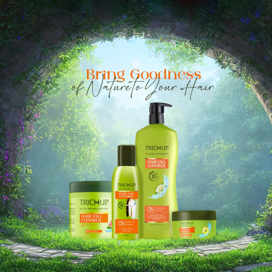 Trichup Hair Fall Control Natural Shampoo 640 ml - Enriched with Bhringraj - Cleanse Your Hair Effectively & Protect From Breakage - Get Healthy & Shiny Hair All Day Long