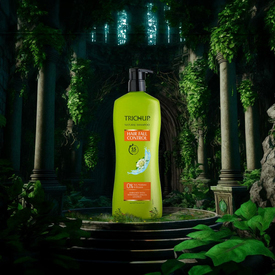 Trichup Hair Fall Control Natural Shampoo 640 ml - Enriched with Bhringraj - Cleanse Your Hair Effectively & Protect From Breakage - Get Healthy & Shiny Hair All Day Long