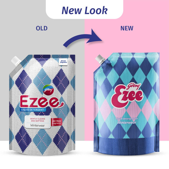 Godrej Ezee Liquid Detergent for Semi-automatic and Top Load Washing - 3.2 kgs Pouch, for Winter Wear | Added Conditioner | No Soda Formula