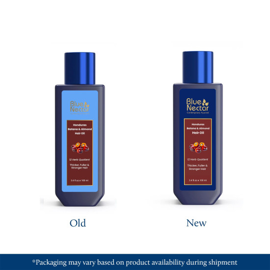 Blue Nectar Batana Oil for Thicker Hair | Pure Honduras Vital Batana Oil for Hair Growth with Organic Almond | Ayurvedic Blend for Stronger Strands (12 Herbs, 100 ml)