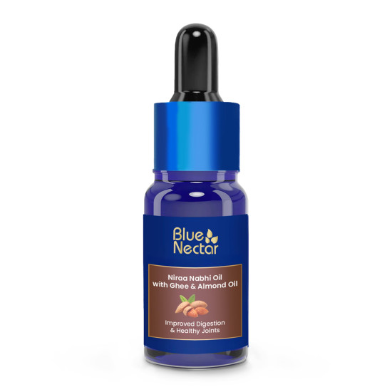 Blue Nectar Nabhi Oil with Ghee & Almond | Belly Button Oil for Digestion & Joint Support | Ayurvedic Natural Ingredients for Knee, Back, & Bodyache (21 Herbs, 10 ml)