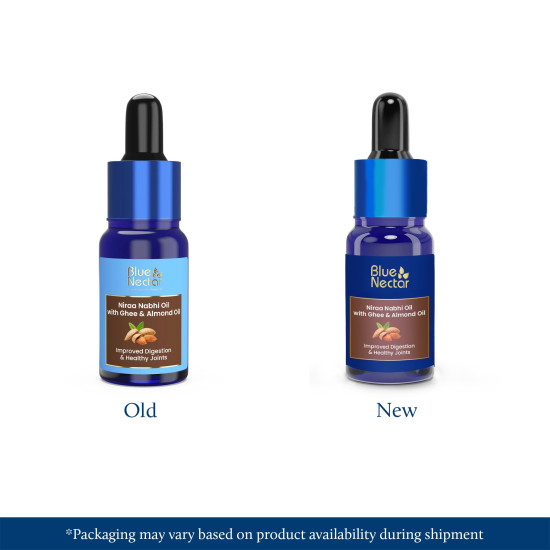 Blue Nectar Nabhi Oil with Ghee & Almond | Belly Button Oil for Digestion & Joint Support | Ayurvedic Natural Ingredients for Knee, Back, & Bodyache (21 Herbs, 10 ml)