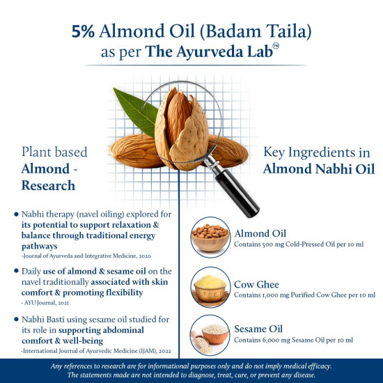 Blue Nectar Nabhi Oil with Ghee & Almond | Belly Button Oil for Digestion & Joint Support | Ayurvedic Natural Ingredients for Knee, Back, & Bodyache (21 Herbs, 10 ml)
