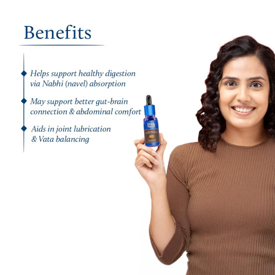 Blue Nectar Nabhi Oil with Ghee & Almond | Belly Button Oil for Digestion & Joint Support | Ayurvedic Natural Ingredients for Knee, Back, & Bodyache (21 Herbs, 10 ml)