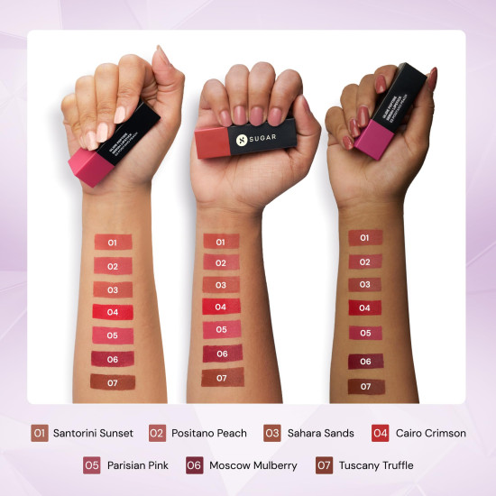 SUGAR Cosmetics Glide Peptide Serum Lipstick with Hyaluronic Acid & Vitamin E | Velvet Matte Finish | Long Lasting & Pigmented | 1 Swipe Full Coverage | 4.2gm - 03 Sahara Sands