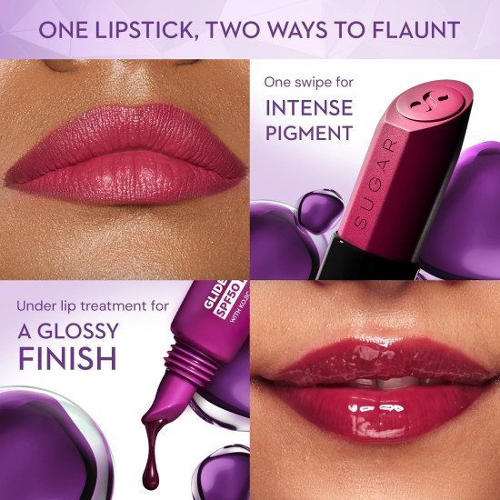 SUGAR Cosmetics Glide Peptide Serum Lipstick with Hyaluronic Acid & Vitamin E | Velvet Matte Finish | Long Lasting & Pigmented | 1 Swipe Full Coverage | 4.2gm - 03 Sahara Sands