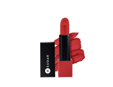 SUGAR Cosmetics Glide Peptide Serum Lipstick with Hyaluronic Acid & Vitamin E | Velvet Matte Finish | Long Lasting & Pigmented | 1 Swipe Full Coverage | 4.2gm - 04 Cairo Crimson