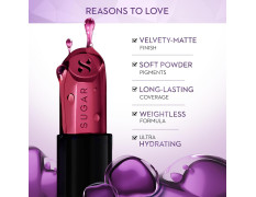 SUGAR Cosmetics Glide Peptide Serum Lipstick with Hyaluronic Acid & Vitamin E | Velvet Matte Finish | Long Lasting & Pigmented | 1 Swipe Full Coverage | 4.2gm - 05 Parisian Pink