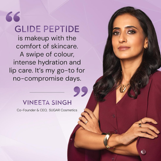 SUGAR Cosmetics Glide Peptide Serum Lipstick with Hyaluronic Acid & Vitamin E | Velvet Matte Finish | Long Lasting & Pigmented | 1 Swipe Full Coverage | 4.2gm - 05 Parisian Pink