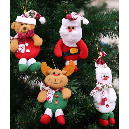 HOM 4 Pcs Christmas Tree Decoration Items - Christmas Decor with Santa Claus Ornaments for Xmas Tree, Door, Window (Red, 4PCS)